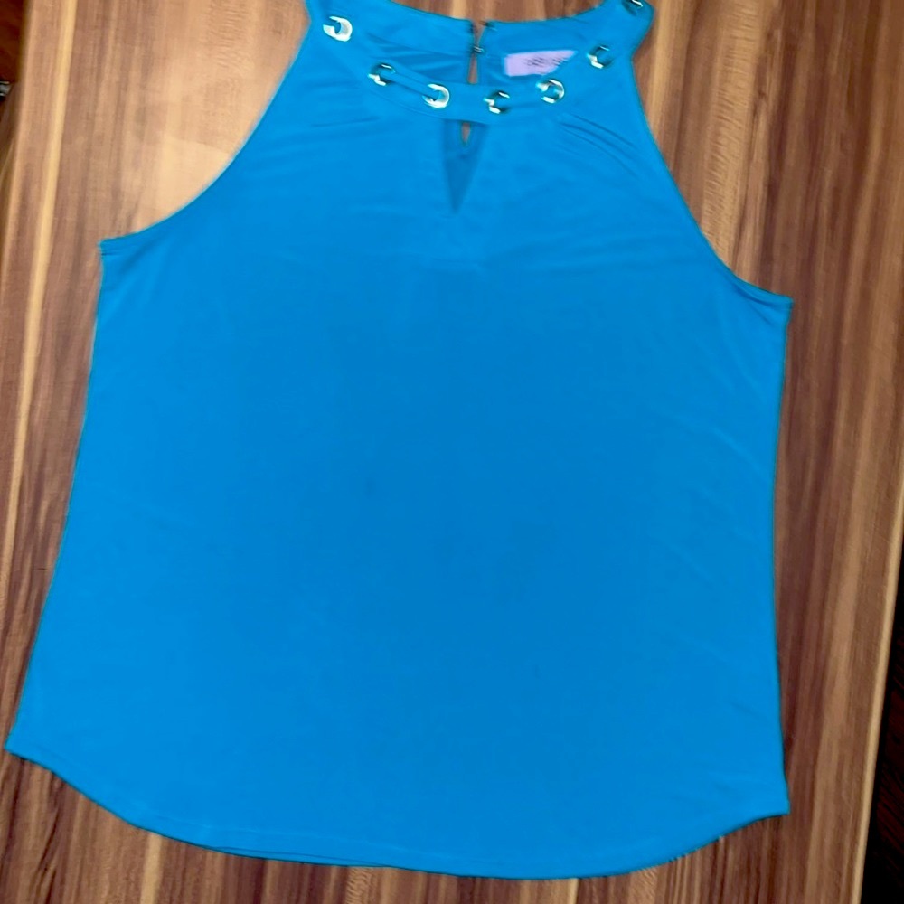 Premise blue tank top with grommets